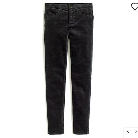 J.CREW Toothpick Skinny Black Velvet Mid-Rise Jeans, Size 27 - Picture 1 of 9